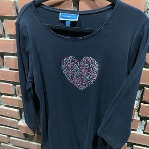 Karen Scott Long sleeve with studded heart design
